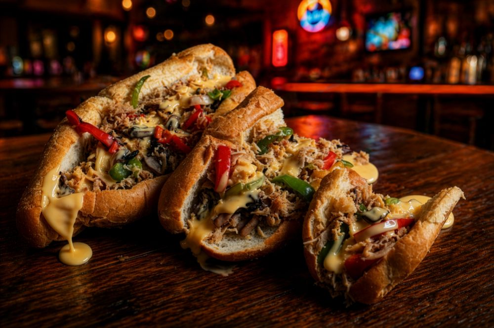 Texadelphia cheesesteak — beef or chicken with cheese and peppers